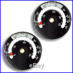 Black Heat Powered Stove Fan Wood Burner + Magnetic Stove Gauge Thermometer x 2