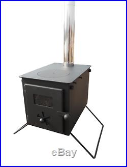 Black Log Burner Woodburning Stove Multifuel Garage Greenhouse Workshop Heater