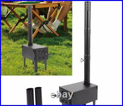 Black Outdoor Wood Burning Stove for Cooking Hiking with Chimney Pipe Portable Black Outdoor Wood Burning Stove for Cooking Hiking with Chimney Pipe Portable