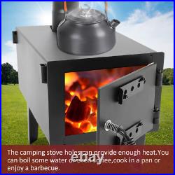 Black Outdoor Wood Burning Stove for Cooking Hiking with Chimney Pipe Portable