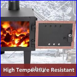 Black Outdoor Wood Burning Stove for Cooking Hiking with Chimney Pipe Portable