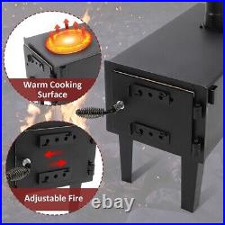 Black Outdoor Wood Burning Stove for Cooking Hiking with Chimney Pipe Portable