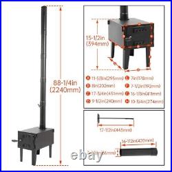 Black Outdoor Wood Burning Stove for Cooking Hiking with Chimney Pipe Portable