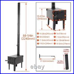 Black Outdoor Wood Burning Stove for Cooking Hiking with Chimney Pipe Portable