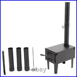 Black Outdoor Wood Burning Stove for Cooking Hiking with Chimney Pipe Portable Black Outdoor Wood Burning Stove for Cooking Hiking with Chimney Pipe Portable