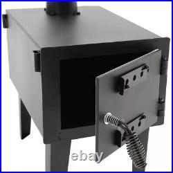 Black Outdoor Wood Burning Stove for Cooking Hiking with Chimney Pipe Portable