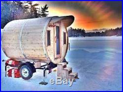 Brand New Casa de Sauna Mobile Barrel Sauna 7×8 Wood Burning Stove Trailer Unit