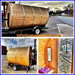 Brand New Casa de Sauna Mobile Barrel Sauna 7×8 Wood Burning Stove Trailer Unit