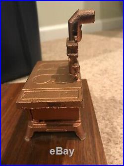Bronze Bonnie Glo Salesman Sample Cast Iron Woodburning Miniature Stove 4.75