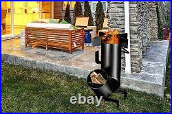 Bruntmor Camping Rocket Stove With Handle Campfire Cooking Wood Burning Stove
