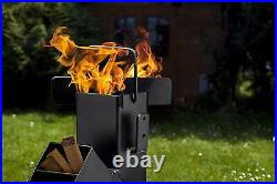Bruntmor Camping Rocket Stove With Handle Campfire Cooking Wood Burning Stove