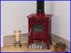 Burgundy Woodburning 4.5 Kw Cast Iron Enamel Multifuel New Wood Burning Stove
