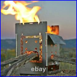 Bushcraft Camp Stove Kit Wood Burning/Multi-Fuel, Collapsible Stainless Steel