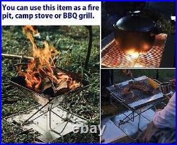 CAMPINGMOON 3-in-1 Portable Stainless Steel Wood Burning Large, Silver, Brown