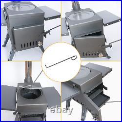 Camp Tent Stove Portable Wood Burning Camping Heating & Cooking + Chimney Pipes