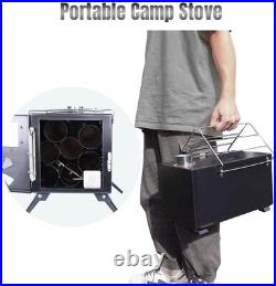 Camp Wood Stove with Chimney Pipes, Upgraded Titanium Surface