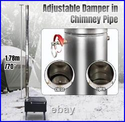 Camp Wood Stove with Chimney Pipes, Upgraded Titanium Surface