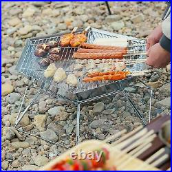 Camping Grill Fire Pit Firepit Wood Burning Stand Stove for BBQ Patio Travel