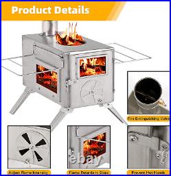 Camping Hot Tent Stove, Portable Wood Burning Stove for Outdoor, Stainless Steel