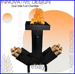 Camping Rocket Stove Dual Side Large Fuel Chamber-Removable Top Camping Stove