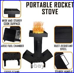 Camping Rocket Stove Dual Side Large Fuel Chamber-Removable Top Camping Stove