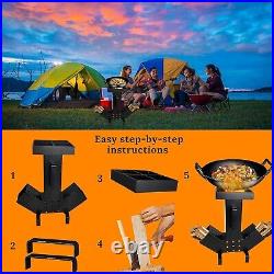 Camping Rocket Stove Dual Side Large Fuel Chamber-Removable Top Camping Stove