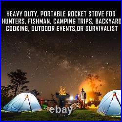 Camping Rocket Stove Dual Side Large Fuel Chamber-Removable Top Camping Stove