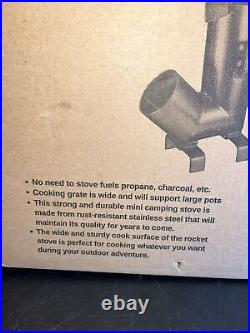 Camping Rocket Stove With Handle, Camping Survival Gear Self Feeding Wood Burnin