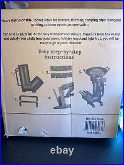 Camping Rocket Stove With Handle, Camping Survival Gear Self Feeding Wood Burnin