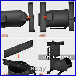 Camping Rocket Stove for Outdoor Cooking, Portable Wood Burning Stove