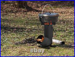 Camping Rocket Stove for Outdoor Cooking, Portable Wood Burning Stove