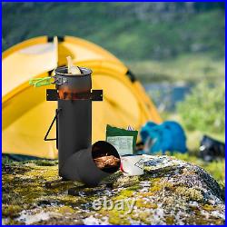 Camping Rocket Stove for Outdoor Cooking, Portable Wood Burning Stove