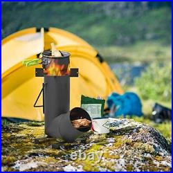 Camping Rocket Stove for Outdoor Cooking, Portable Wood Burning Stove for