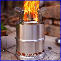 Camping Stove Foldable Stainless Steel Wood Burning Stove Backpacking Stove HO