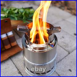 Camping Stove Foldable Stainless Steel Wood Burning Stove Backpacking Stove HO