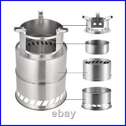 Camping Stove Foldable Stainless Steel Wood Burning Stove Backpacking Stove HO