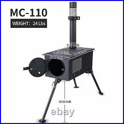 Camping Stove, Portable Wood Burning Stove with Heat-Resistant Glass, MC-110