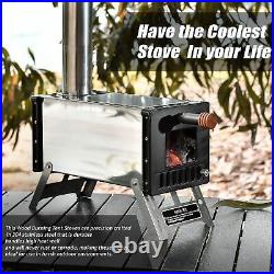 Camping Stove Stainless Steel Tent Wood Stove Foldable Hunting Fishing Stove