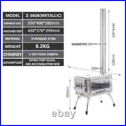 Camping Stove With Chimney Collapsible Wood Burning Stove Stainless Steel Heater Camping Stove With Chimney Collapsible Wood Burning Stove Stainless Steel Heater