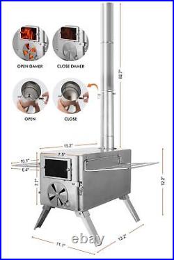 Camping Stove for Hot Tents, LAMA 304 Stainless Steel Wood Burning Stove with