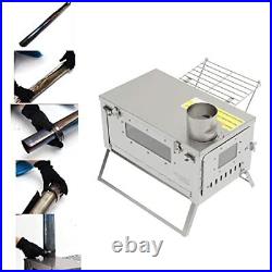 Camping Tent Stove, Outdoor Wood Burning Stove with Chimney and