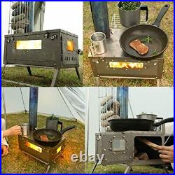 Camping Tent Stove, Outdoor Wood Burning Stove with Chimney and
