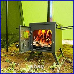 Camping Tent Stove Small Portable Wood Burning Heater, Outdoor Cooking And