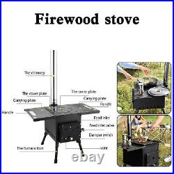Camping Tent Stove Wood Burning Portable Outdoors Heating/Cooking 3 ChimneyPipes