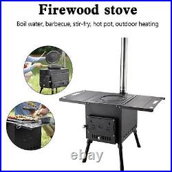 Camping Tent Stove Wood Burning Portable Outdoors Heating/Cooking 3 ChimneyPipes