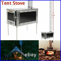 Camping Tent Stove Wood Burning Stove with Chimney Ultralight 1.7kg Titanium