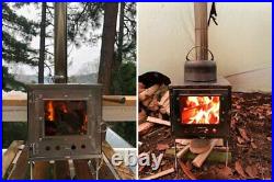 Camping Tent Stove Wood Burning Stove with Chimney Ultralight 1.7kg Titanium