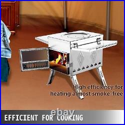 Camping Wood Burning Stainless Steel Chimney Tent Stove Kit Heat Hunting Cooking