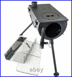 Camping Wood Burning Stove Tent Heater Terrace Garden Fireplace Hearth + Grill