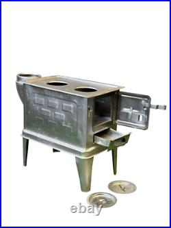 Camping Wood Stove Fireplace, Small WoodStove, Outdoor Firepit, Silver Metallic